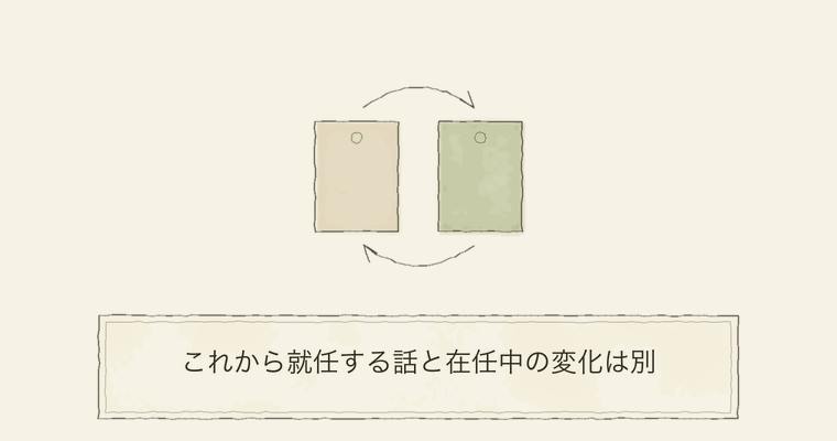 これから就任する話と在任中の変化は別