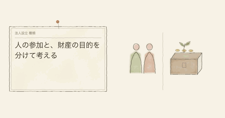 人の参加と、財産の目的を分けて考える
