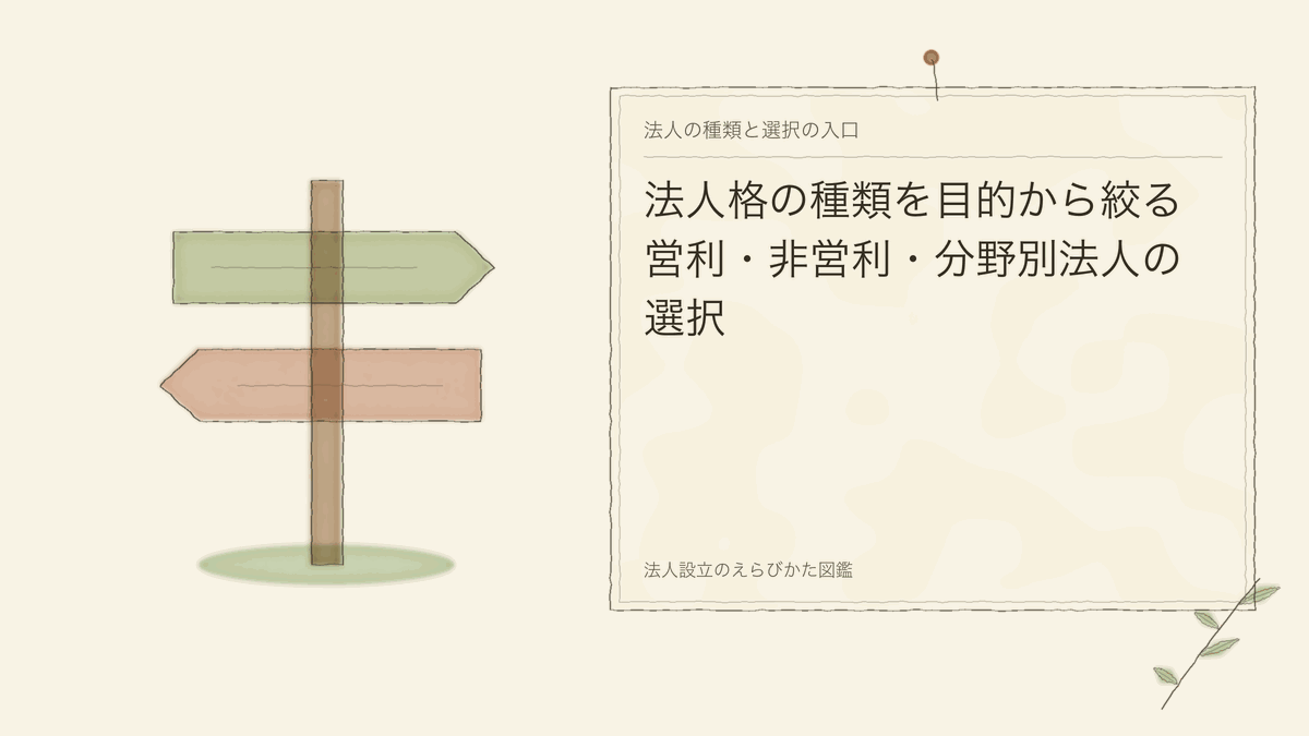 法人格の種類を目的から絞る｜営利・非営利・分野別法人の選択