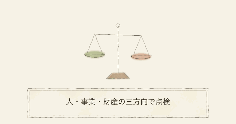 人・事業・財産の三方向で点検