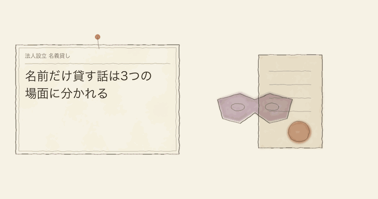 名前だけ貸す話は3つの場面に分かれる