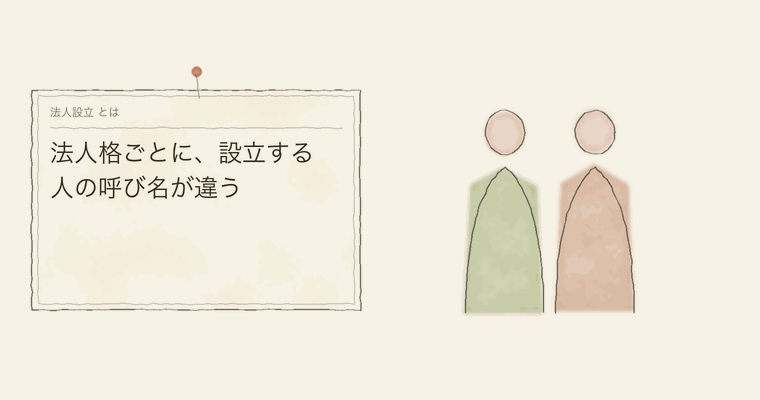 法人格ごとに、設立する人の呼び名が違う