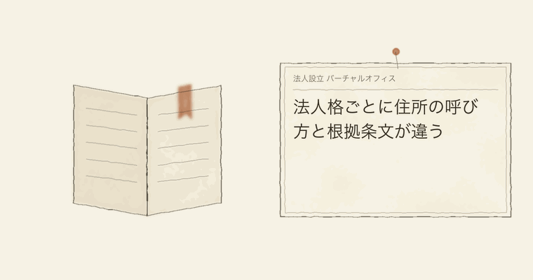 法人格ごとに住所の呼び方と根拠条文が違う