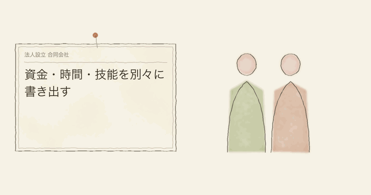 資金・時間・技能を別々に書き出す