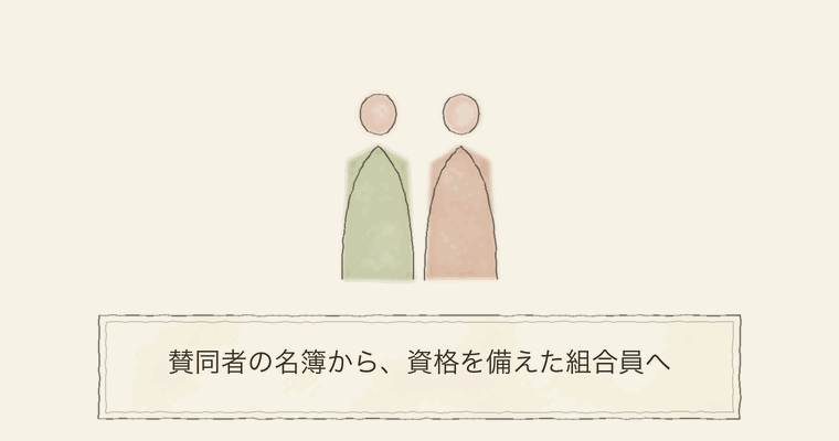 賛同者の名簿から、資格を備えた組合員へ