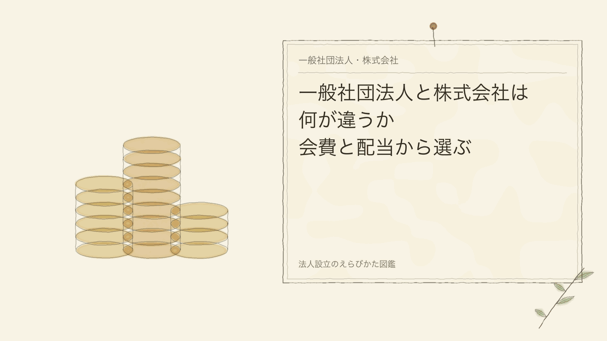 一般社団法人と株式会社は何が違うか｜会費と配当から選ぶ