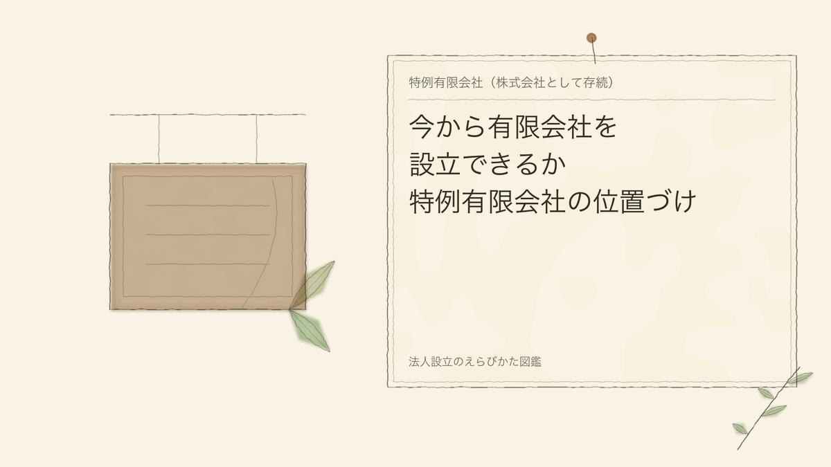 今から有限会社を設立できるか|特例有限会社の位置づけ
