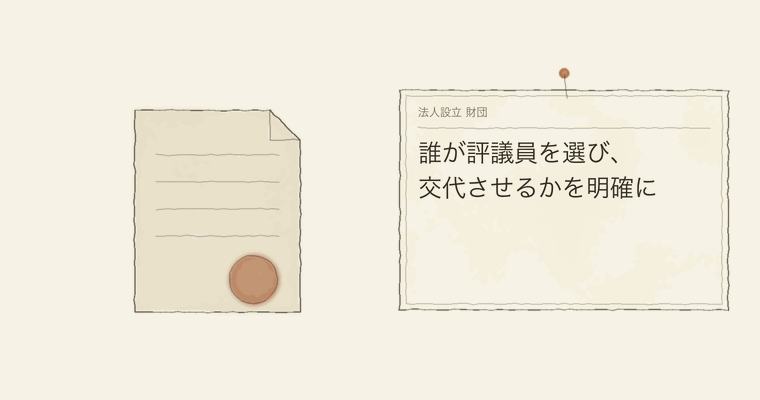誰が評議員を選び、交代させるかを明確に